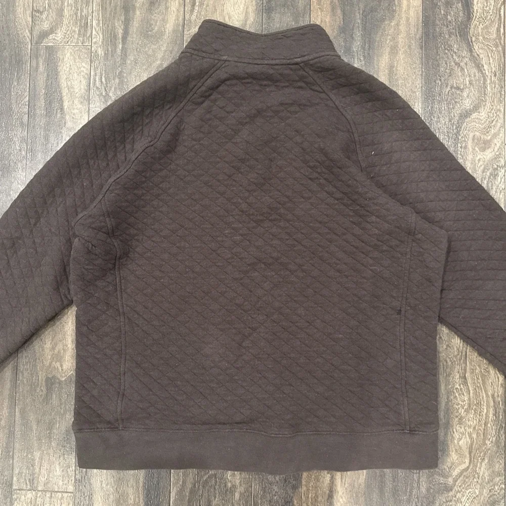 Eddie Bauer 1/4 Snap Button Pullover Sweater Quilted Collared Men's Size L Brown